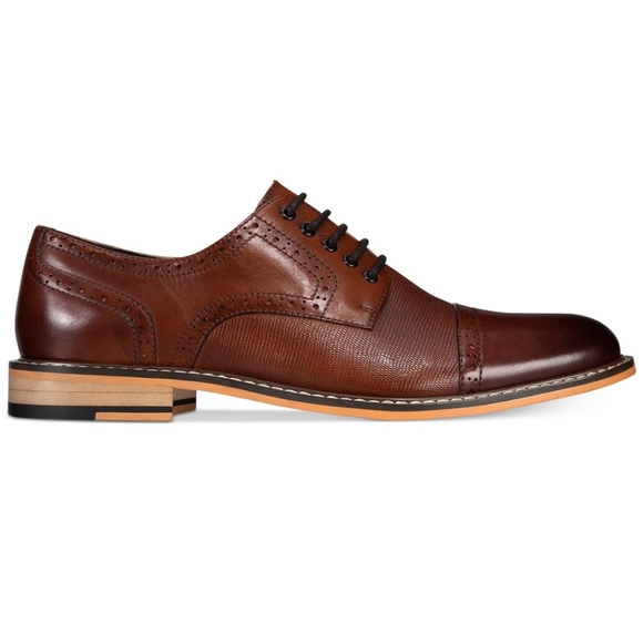 Bar III Men's Parker Leather Cap-Toe Brogues 12 - Picture 2 of 7